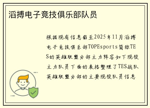 滔搏电子竞技俱乐部队员